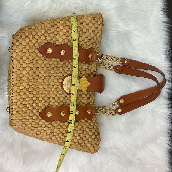 Michael Kors Vintage Women’s Santorini Straw Raffia Leather Tote Shoulder Bag - Picture 16 of 16